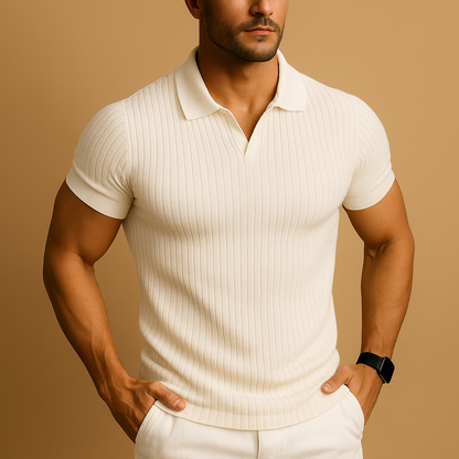 Heren Poloshirt Elvano – Slim Fit met Reverskraag & Luxe Afwerking