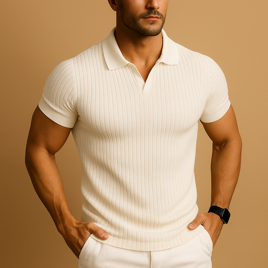 Heren Poloshirt Elvano – Slim Fit met Reverskraag & Luxe Afwerking