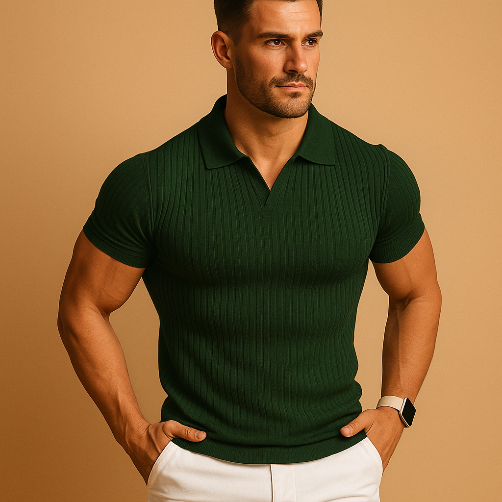 Heren Poloshirt Elvano – Slim Fit met Reverskraag & Luxe Afwerking