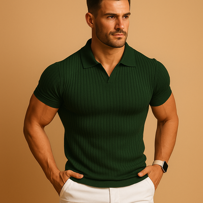 Heren Poloshirt Elvano – Slim Fit met Reverskraag & Luxe Afwerking