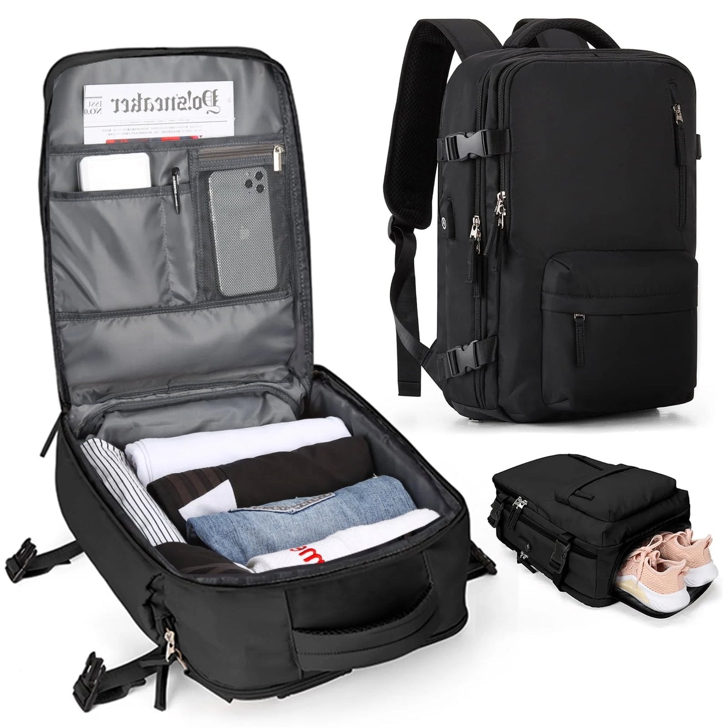 Waterdichte Rugzak met USB Oplaadfunctie en Laptopvak 35L