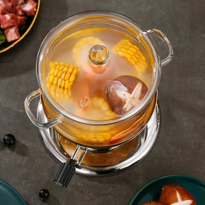 KookZicht Glasso – Transparante Glazen Kookpot met Handgrepen (1360 ml)