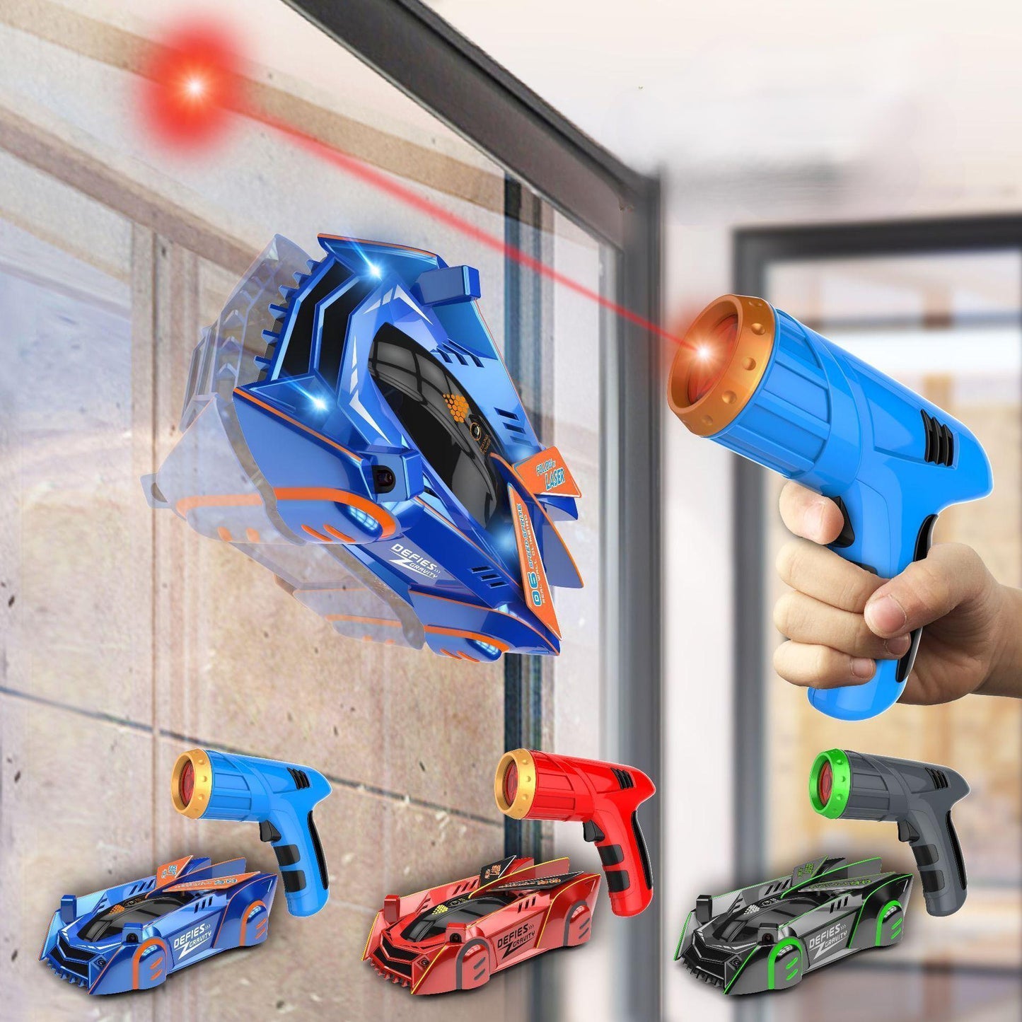 LaserRace Muurklim RC Auto – Zwaartekracht Tartend Speelgoed met LED & Laser