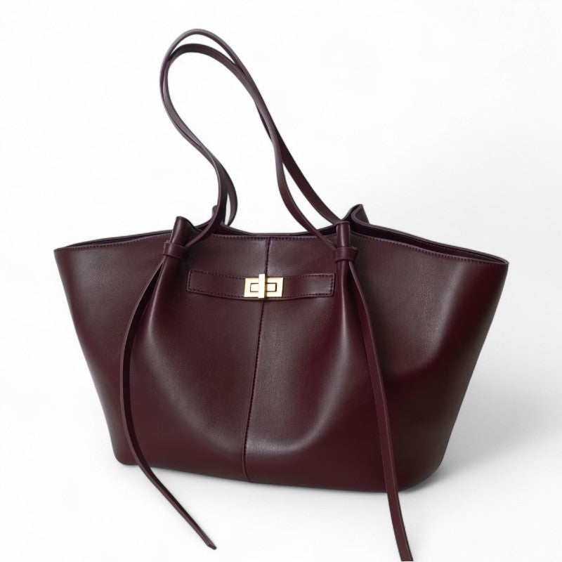 Elegante Zwarte PU Leren Schoudertas met Gouden Details - Ruime Laptoptas