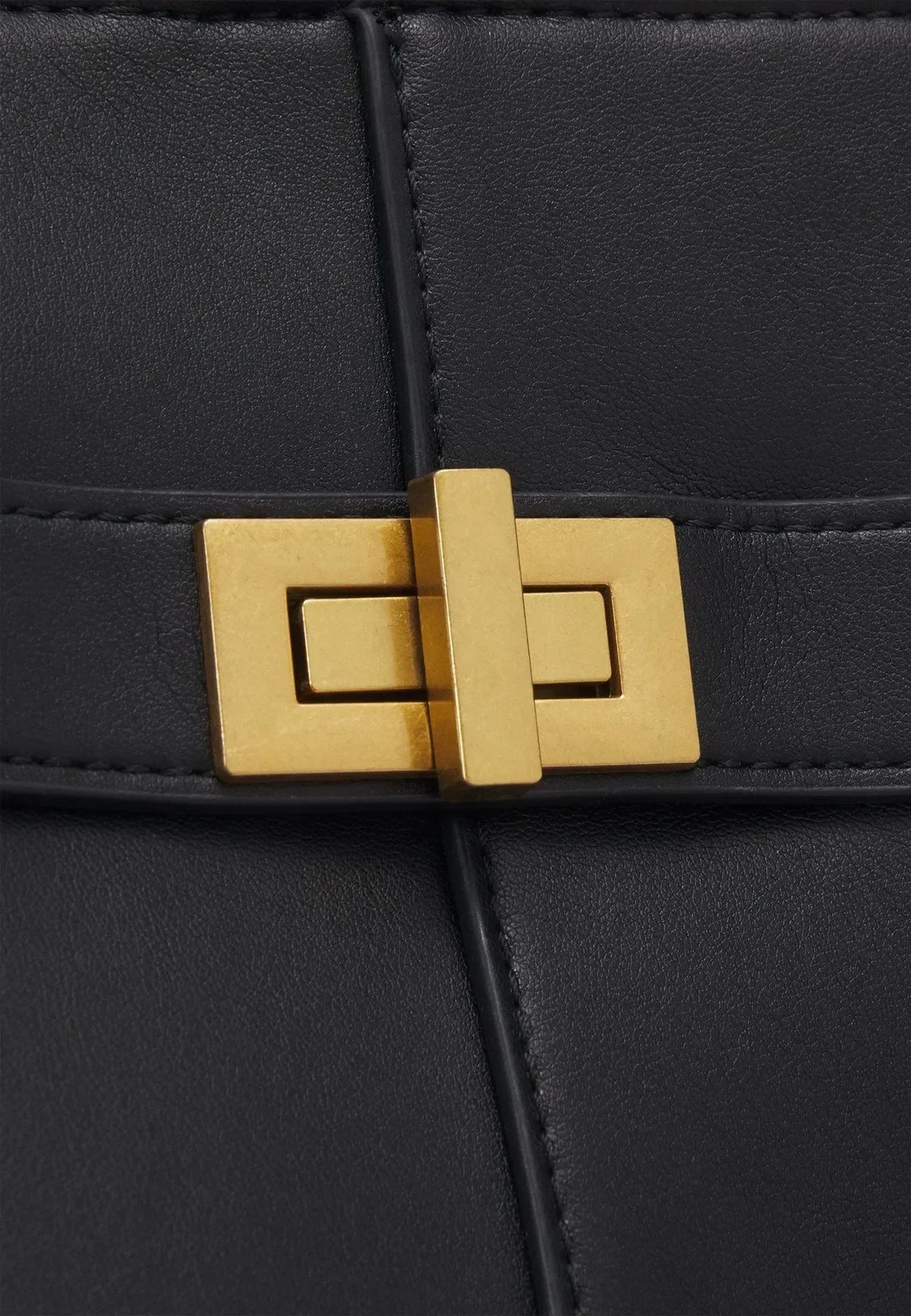 Elegante Zwarte PU Leren Schoudertas met Gouden Details - Ruime Laptoptas