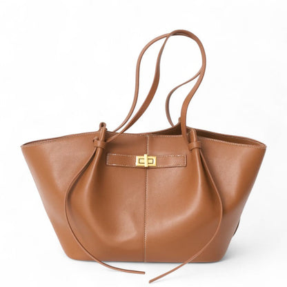 Elegante Zwarte PU Leren Schoudertas met Gouden Details - Ruime Laptoptas