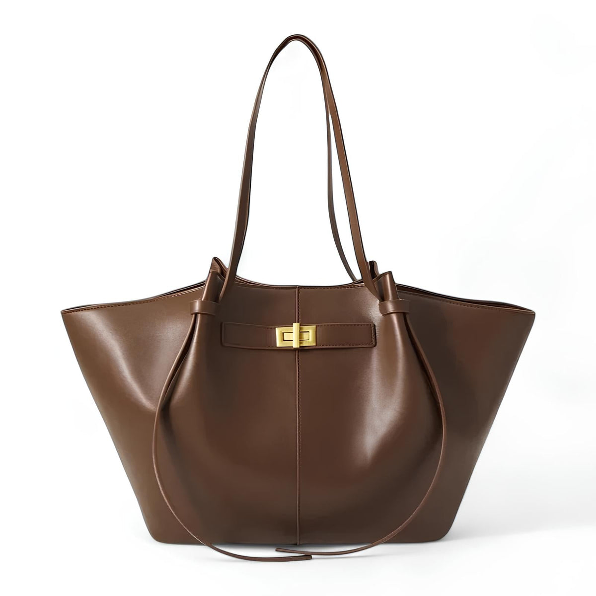 Elegante Zwarte PU Leren Schoudertas met Gouden Details - Ruime Laptoptas