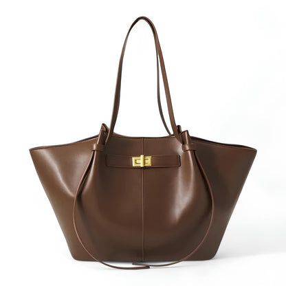 Elegante Zwarte PU Leren Schoudertas met Gouden Details - Ruime Laptoptas