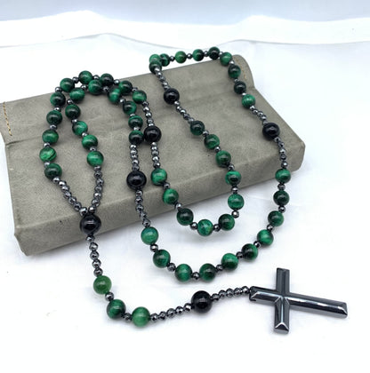 Orion Spirituele Ketting met Tijgeroog & Lapis Lazuli – Heren Rozenkrans