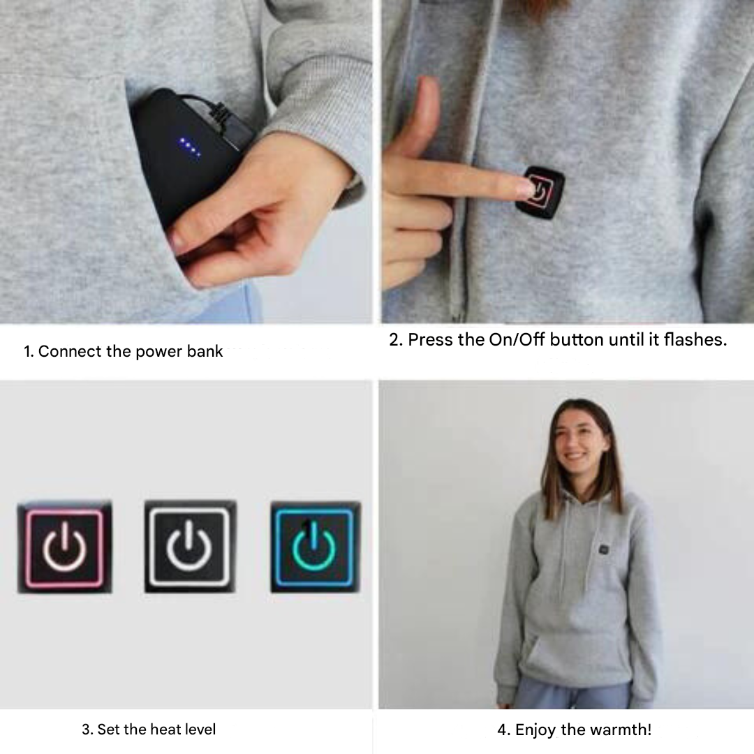 HeatWear Hoodie – Innovatieve Verwarmde Hoodie met Instelbare Temperatuur