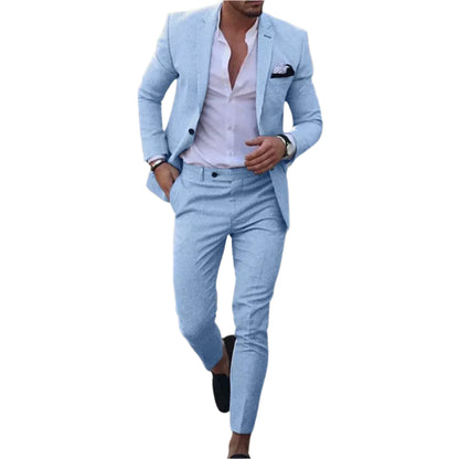 Verano Slimfit Zomerkostuum – Licht Linnen Herenpak 2-delig met Blazer & Broek voor Formele en Casual Gelegenheden