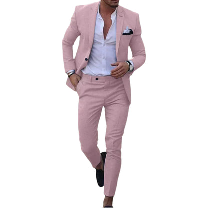 Verano Slimfit Zomerkostuum – Licht Linnen Herenpak 2-delig met Blazer & Broek voor Formele en Casual Gelegenheden