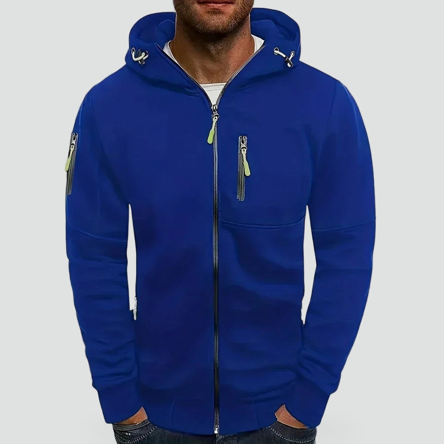 Casual Herenhoodie met Jacquard Textuur en Ritssluiting