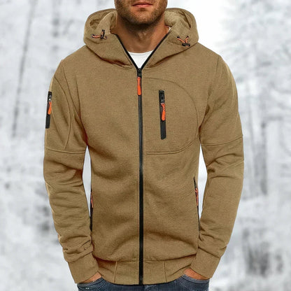 Casual Herenhoodie met Jacquard Textuur en Ritssluiting
