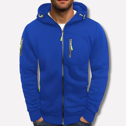 Casual Herenhoodie met Jacquard Textuur en Ritssluiting