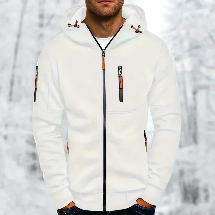 Casual Herenhoodie met Jacquard Textuur en Ritssluiting