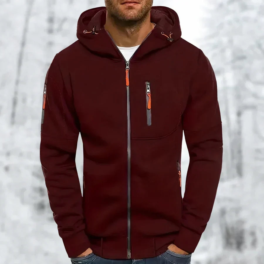 Casual Herenhoodie met Jacquard Textuur en Ritssluiting