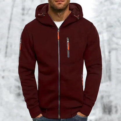 Casual Herenhoodie met Jacquard Textuur en Ritssluiting
