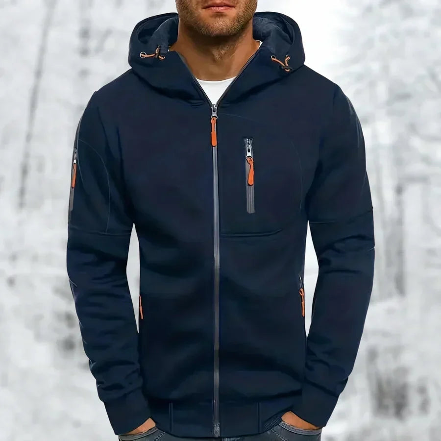 Casual Herenhoodie met Jacquard Textuur en Ritssluiting