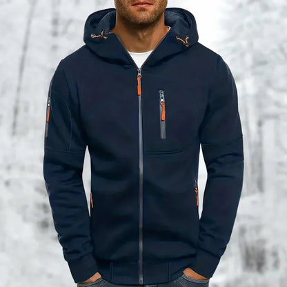 Casual Herenhoodie met Jacquard Textuur en Ritssluiting