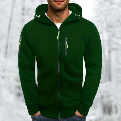 Casual Herenhoodie met Jacquard Textuur en Ritssluiting