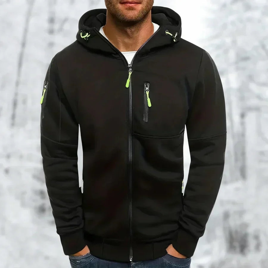Casual Herenhoodie met Jacquard Textuur en Ritssluiting