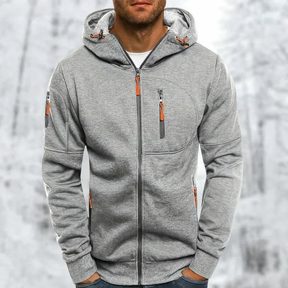 Casual Herenhoodie met Jacquard Textuur en Ritssluiting