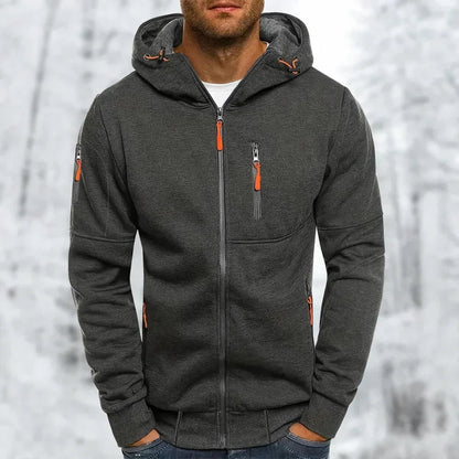 Casual Herenhoodie met Jacquard Textuur en Ritssluiting