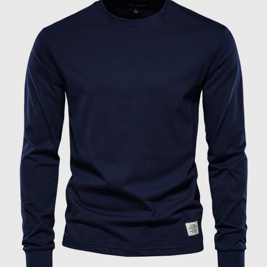 Katoenen heren shirt met ronde hals - comfortabele pasvorm