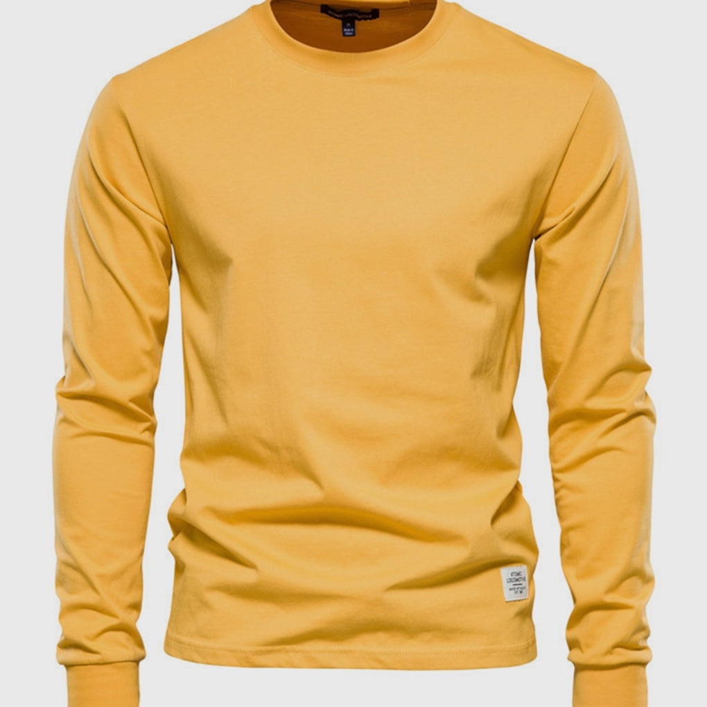 Katoenen heren shirt met ronde hals - comfortabele pasvorm