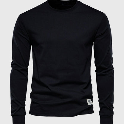 Katoenen heren shirt met ronde hals - comfortabele pasvorm
