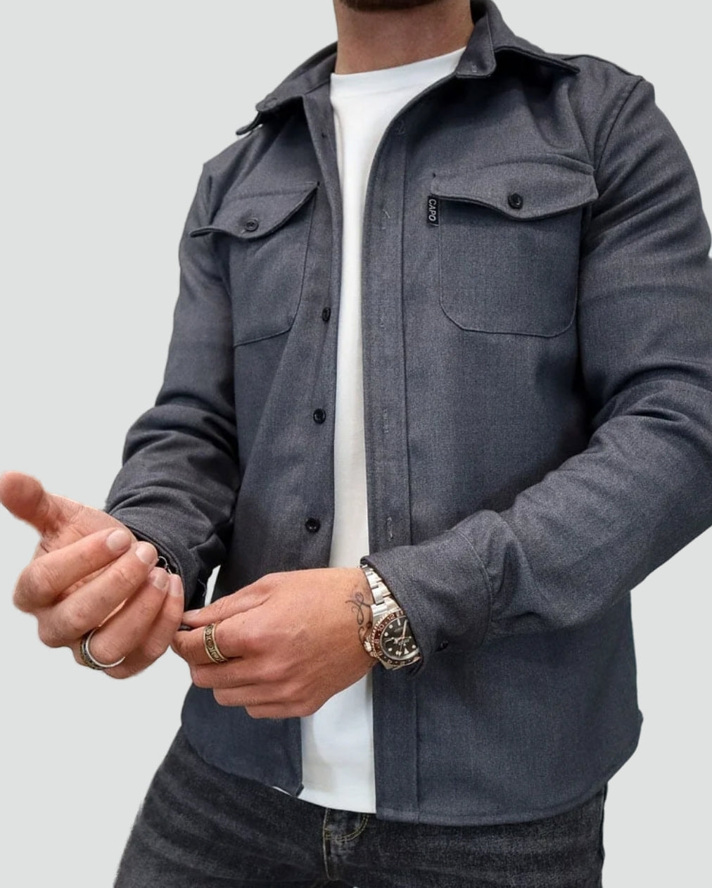 Comfort Katoen Shirtjack met Borstzakken - Heren