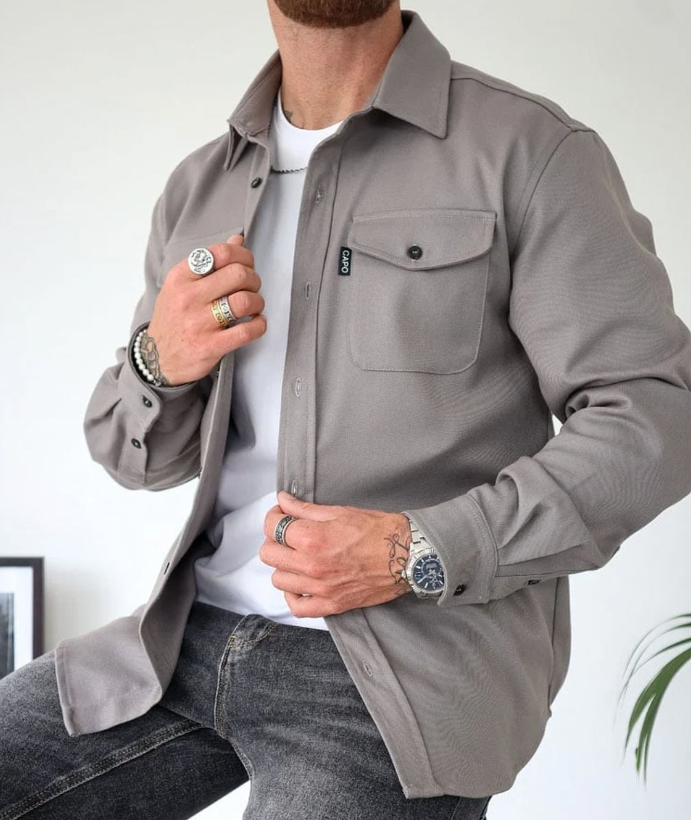 Comfort Katoen Shirtjack met Borstzakken - Heren