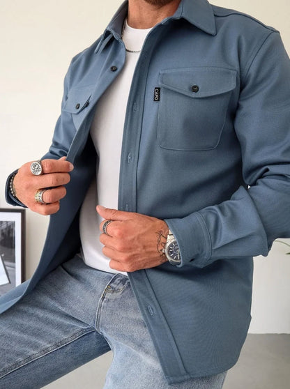Comfort Katoen Shirtjack met Borstzakken - Heren