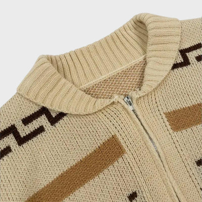 Retro Jacquard Heren Vest met Sjaalkraag - Comfortabel Casual Design