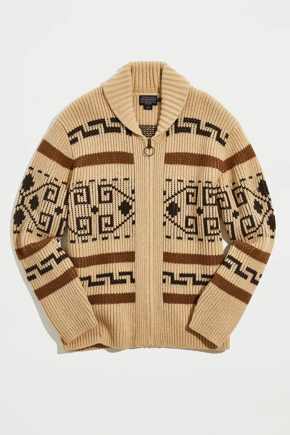 Retro Jacquard Heren Vest met Sjaalkraag - Comfortabel Casual Design