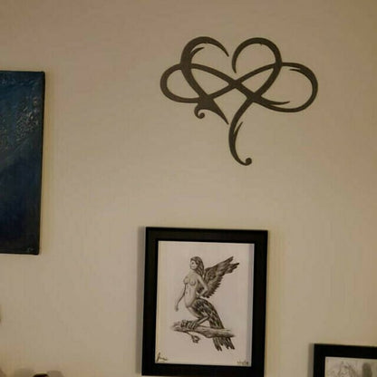 OneindigHart Wanddecor – IJzeren Wandsculptuur met Symbool van Eeuwige Liefde