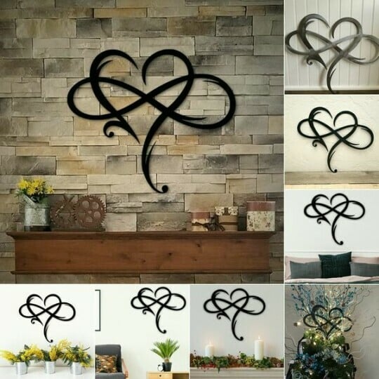 OneindigHart Wanddecor – IJzeren Wandsculptuur met Symbool van Eeuwige Liefde