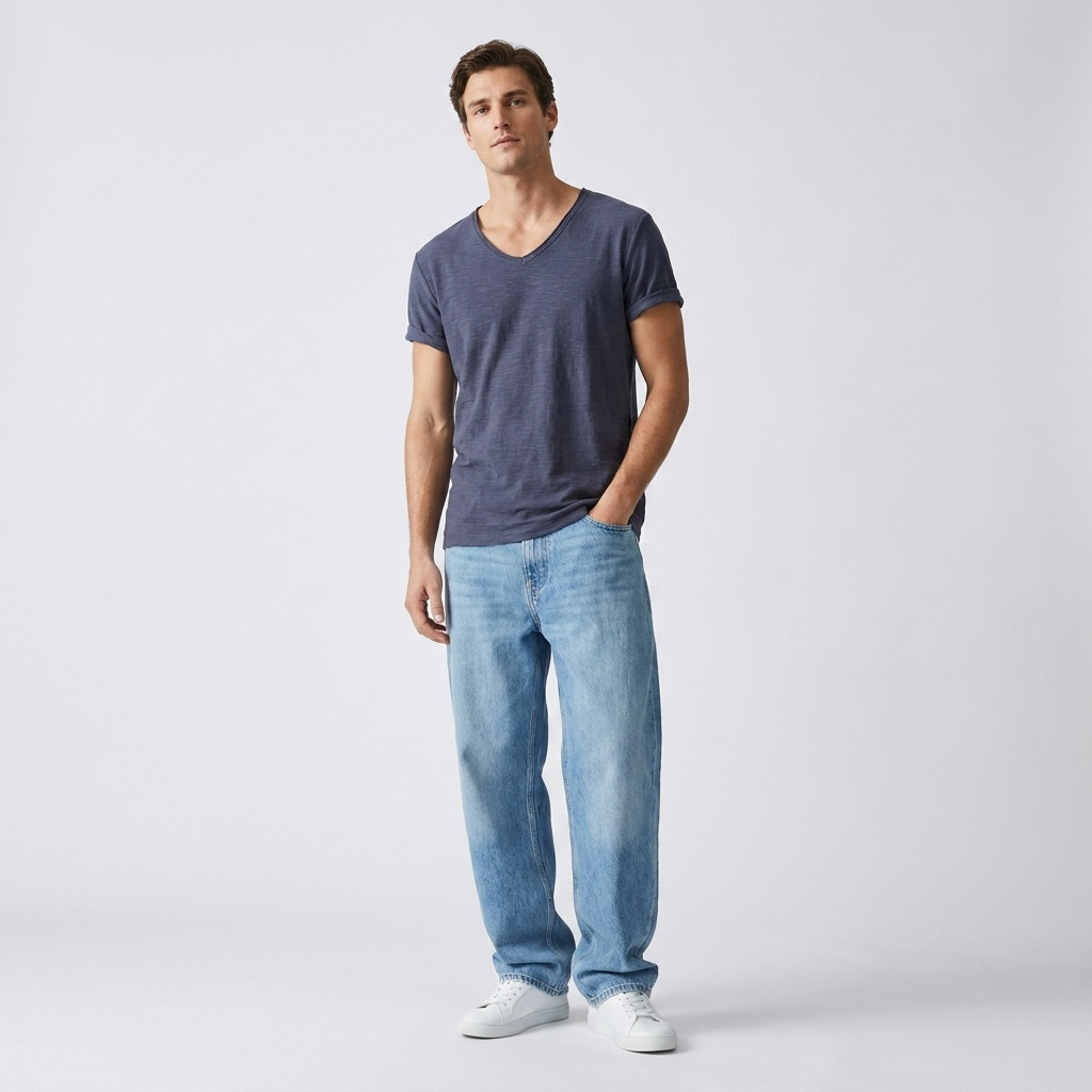 Linnen Katoenen V-Hals Shirt Heren – Ademend en Comfortabel