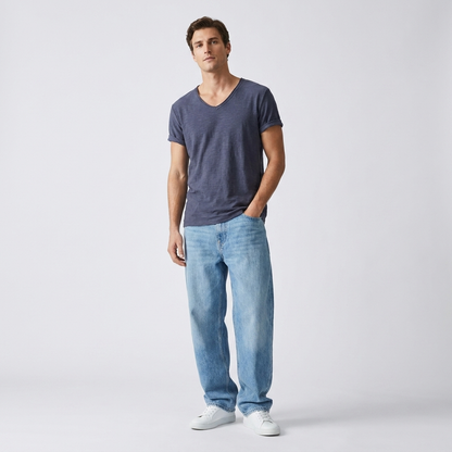 Linnen Katoenen V-Hals Shirt Heren – Ademend en Comfortabel