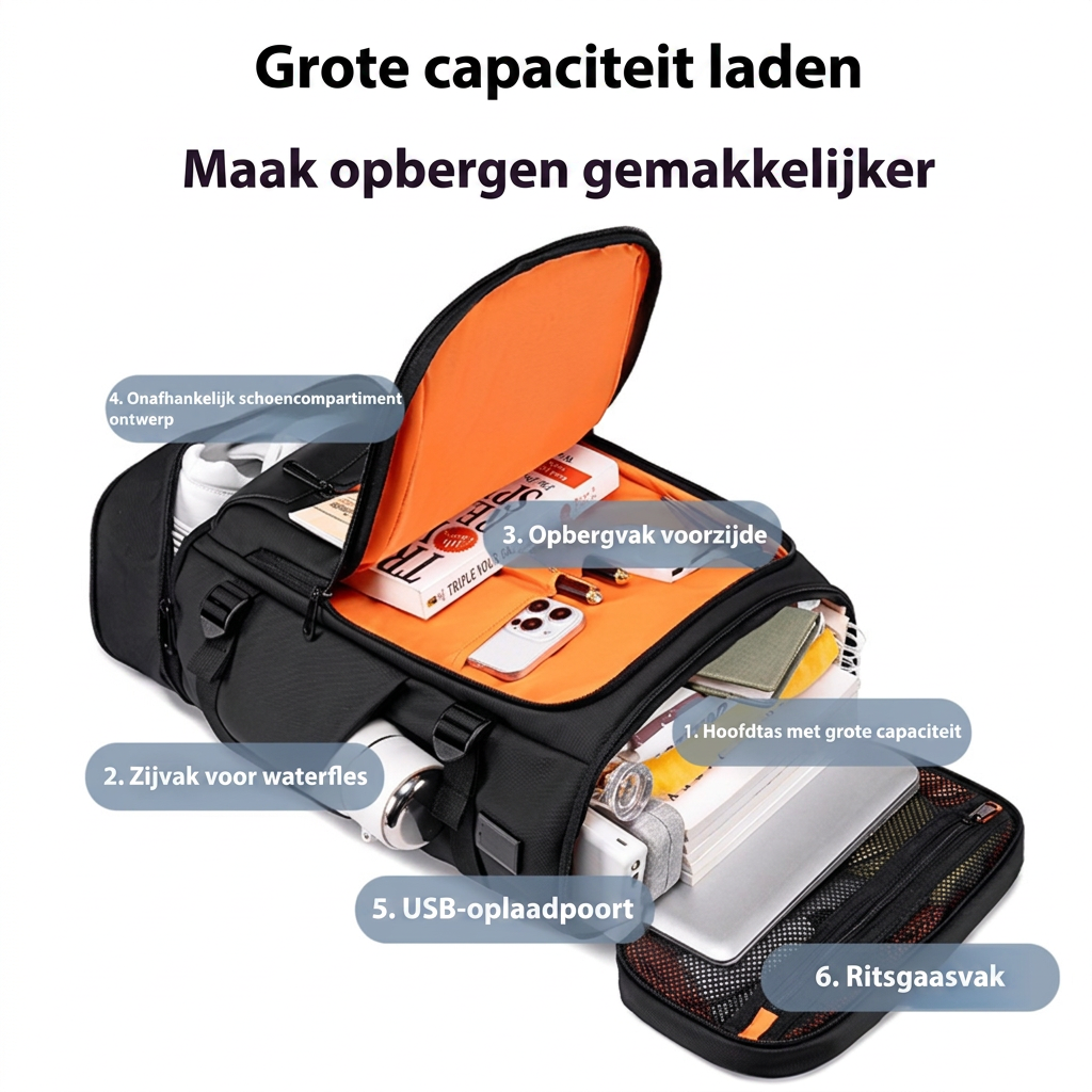 Professionele Laptoptas met Groot Opbergvermogen – 16 inch Computercompartiment