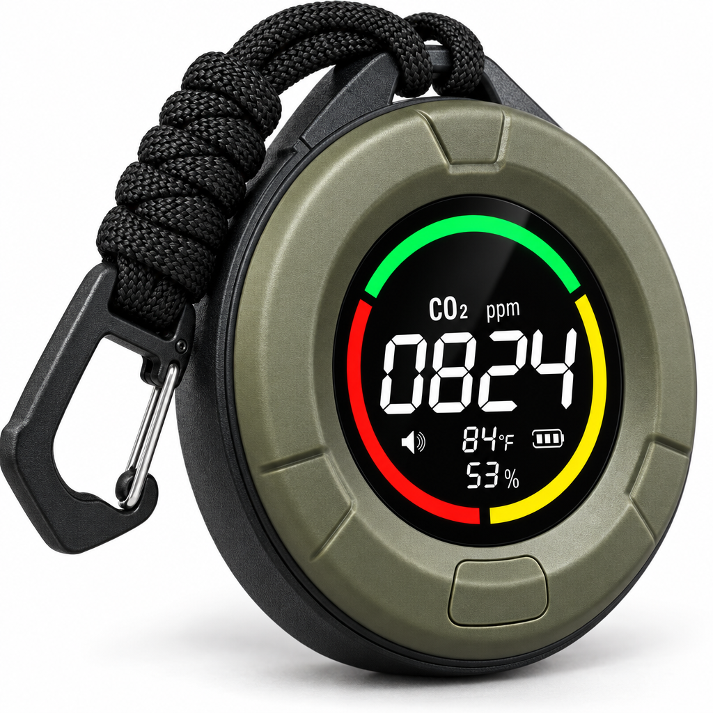 Draagbare Luchtkwaliteit Monitor - CO2, Temperatuur & Luchtvochtigheid Meter