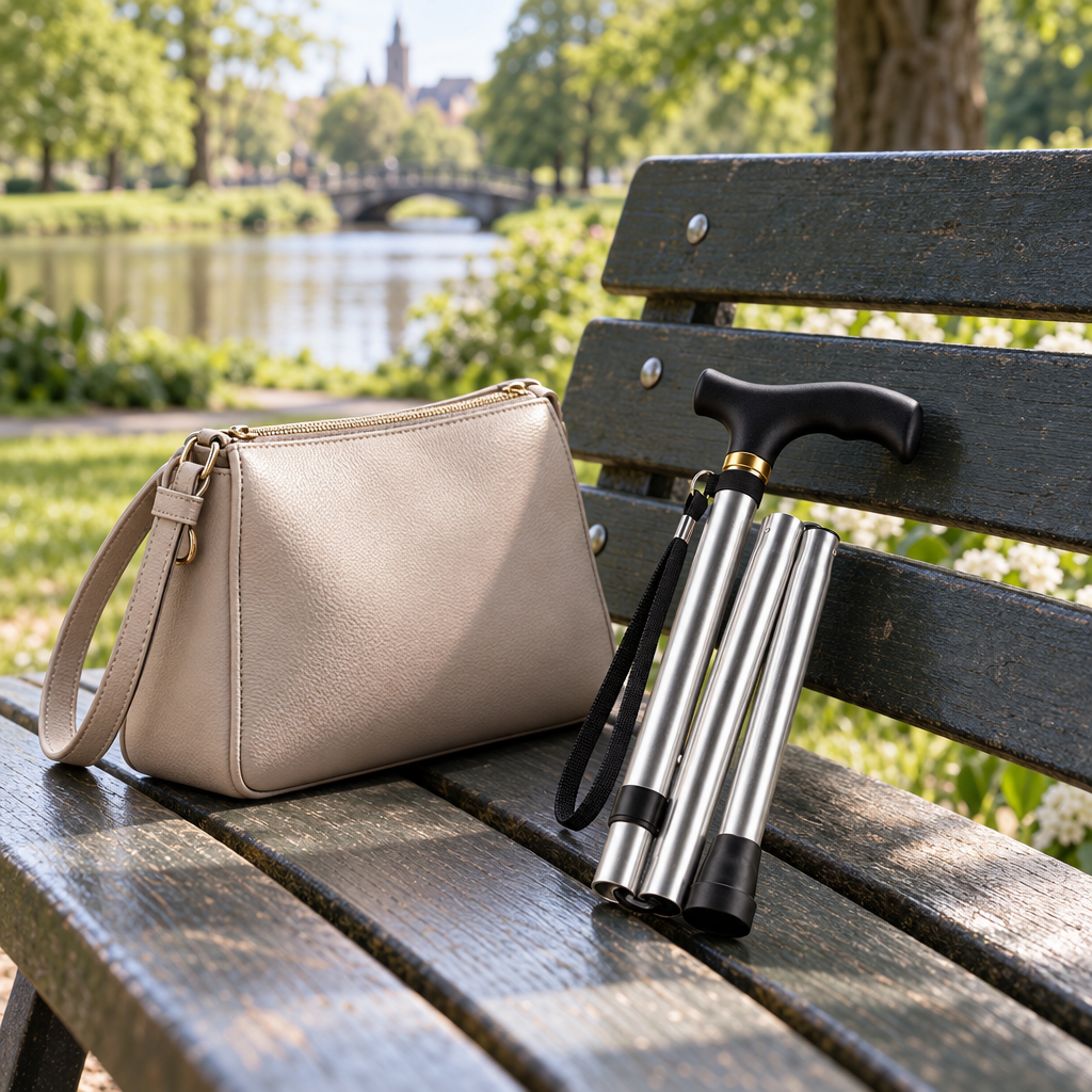 Comfort Inklapbare Wandelstok - Lichtgewicht Aluminium met T-Greep en Polsband