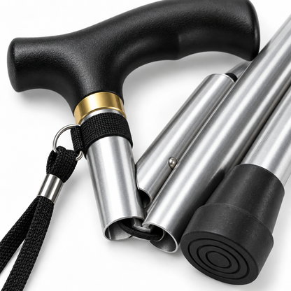 Comfort Inklapbare Wandelstok - Lichtgewicht Aluminium met T-Greep en Polsband