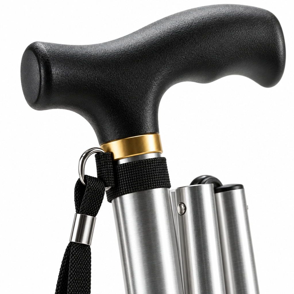 Comfort Inklapbare Wandelstok - Lichtgewicht Aluminium met T-Greep en Polsband