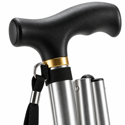Comfort Inklapbare Wandelstok - Lichtgewicht Aluminium met T-Greep en Polsband