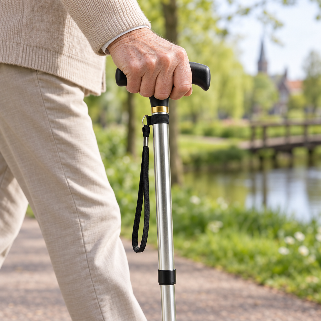 Comfort Inklapbare Wandelstok - Lichtgewicht Aluminium met T-Greep en Polsband