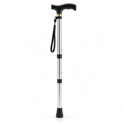 Comfort Inklapbare Wandelstok - Lichtgewicht Aluminium met T-Greep en Polsband