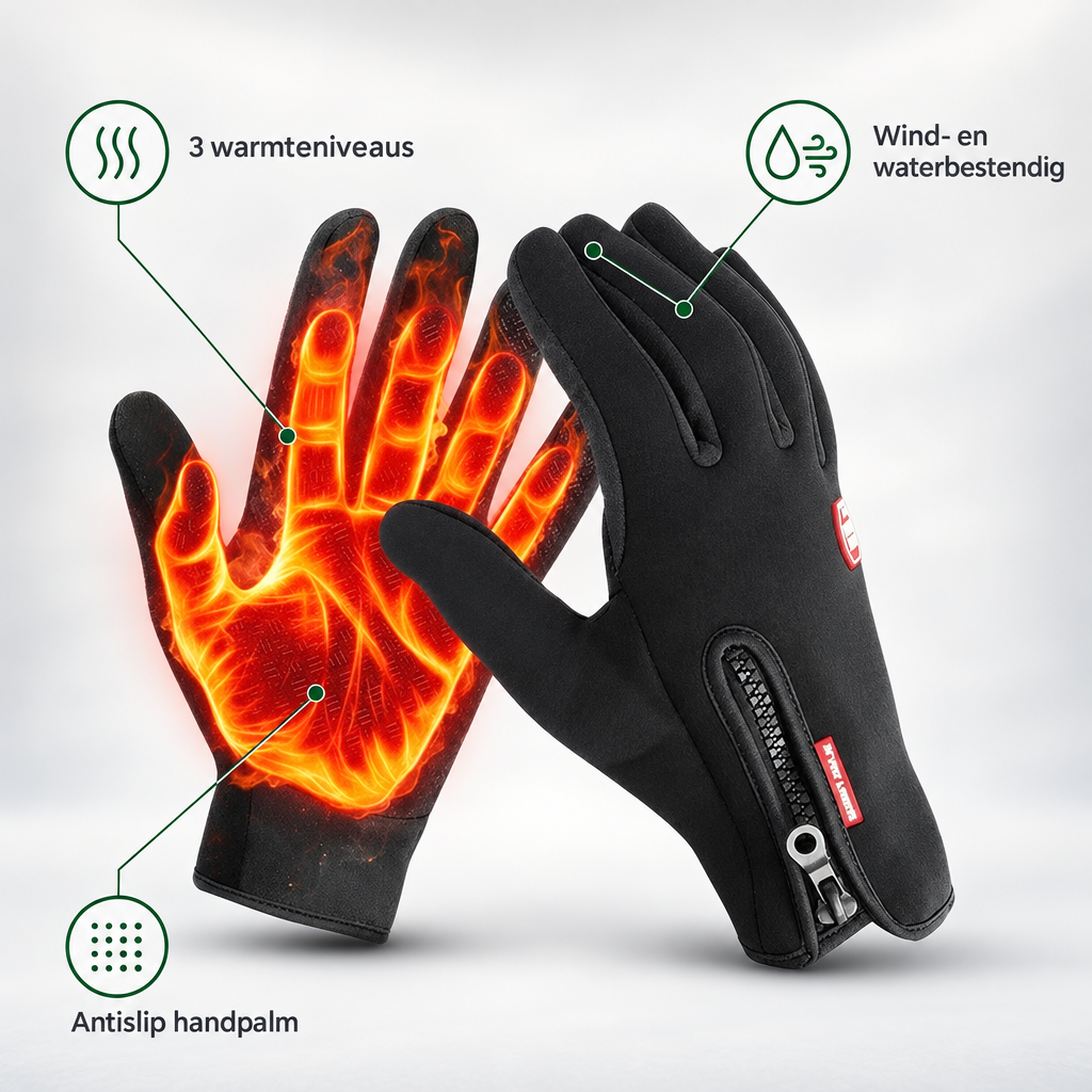 Verwarmde Winterhandschoenen met 3 Warmteniveaus, Antislip Grip en Touchscreen Vingertoppen