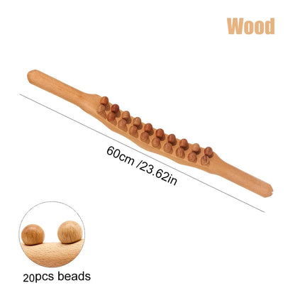 HoutRelax Gua Sha Massagestok – 60 cm Massagetool van Natuurhout voor Diepe Spierontspanning